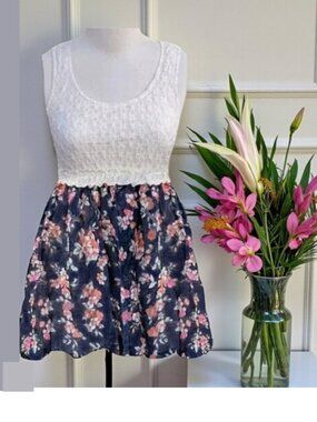 NWT Charlotte Russe Lace Bodice Floral Skirt Dress